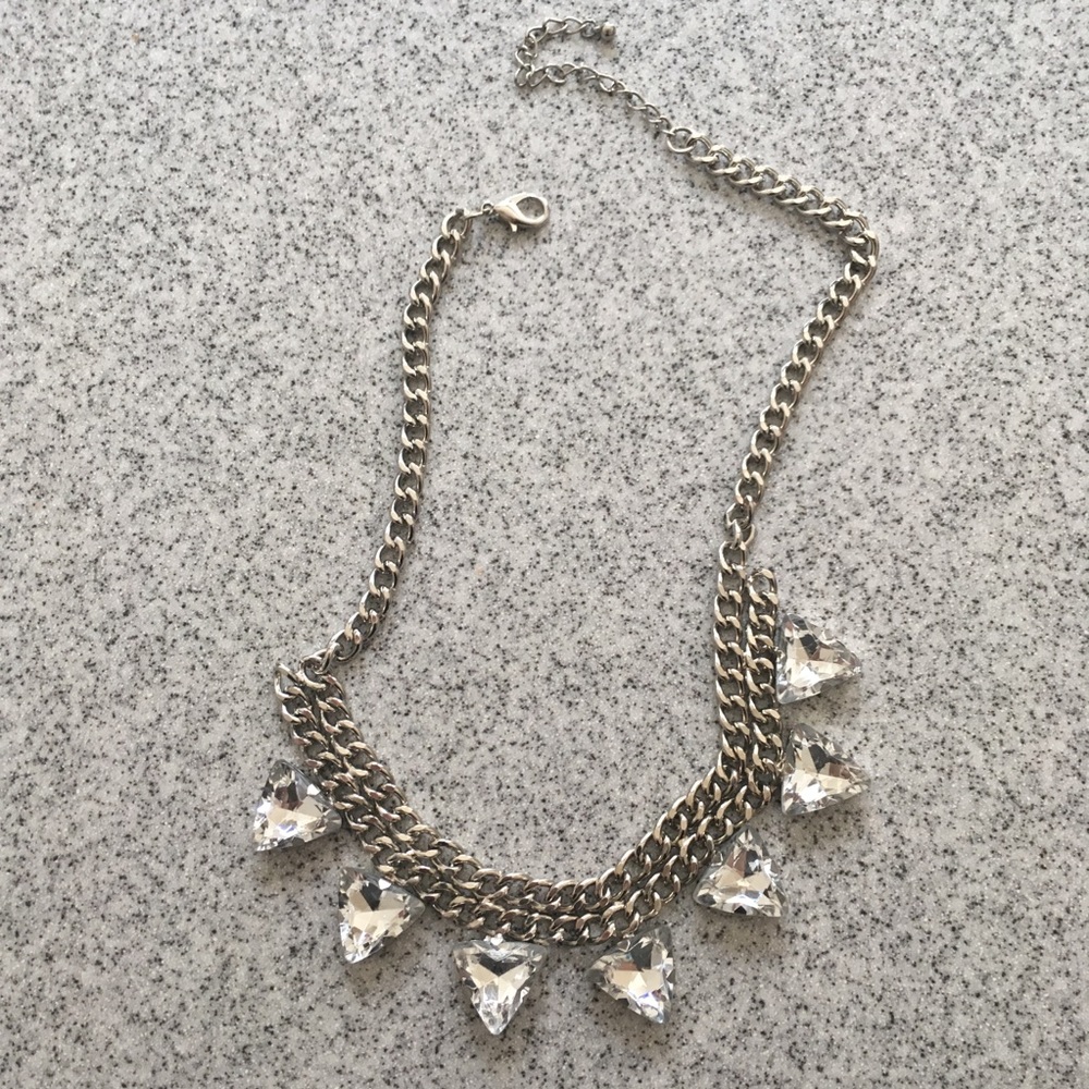 Silver Triangle Cut Diamonds Statement Necklace - image 4